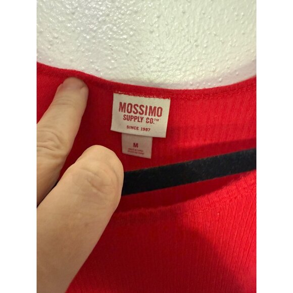 Mossimo Tank Colorful Red Ribbed Spaghetti Ruffle Bottom Womans M - Picture 4 of 5